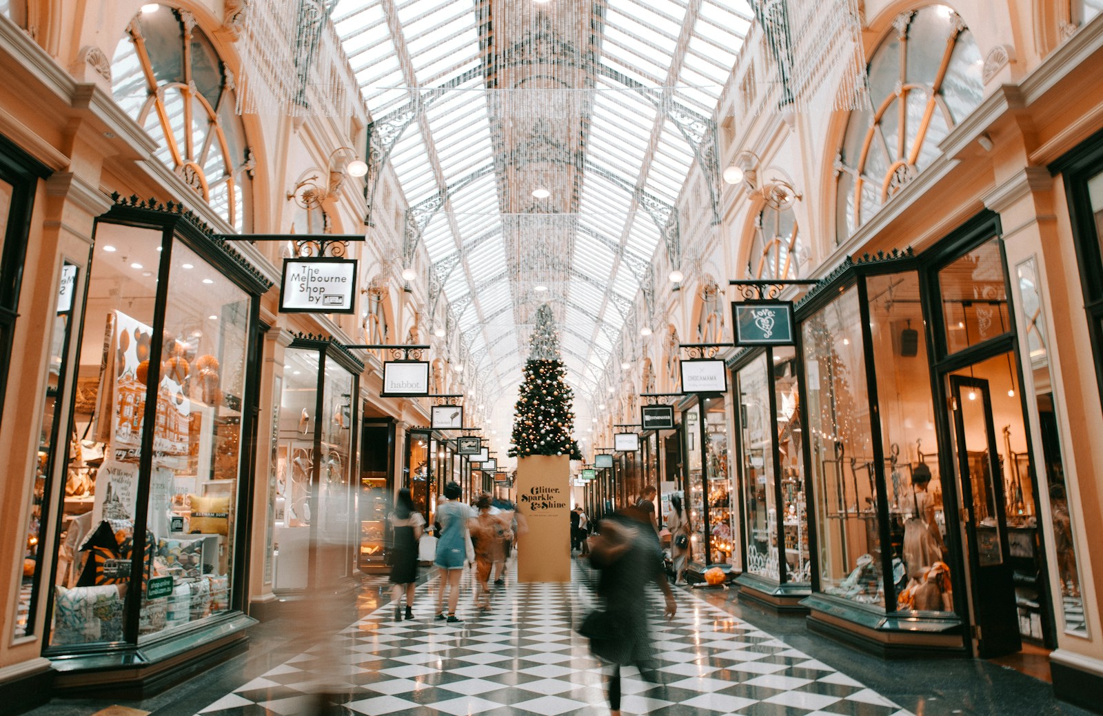 a path of shops